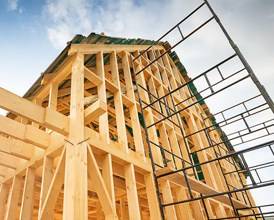 New home wood framing under construction