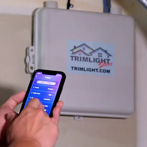 Trimlight controller box being operated from the phone app